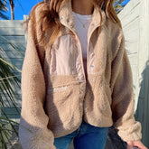 Kurzer Cardigan, Plüschjacke, Lammwollmantel