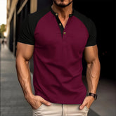 Slim-Fit, atmungsaktiv, lässig, Waffelpiqué, Rundhalsausschnitt, Kurzarm-T-Shirt für Herren