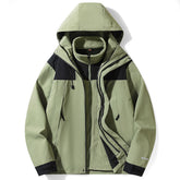 Drei-in-Eins-Outdoorjacke für Damen und Herren, gleiches herausnehmbares Futter, winddicht und wasserdicht