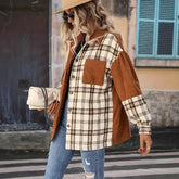 Vintage-Jacke in Übergröße, karierte Jacke, langärmeliges Hemd mit Revers