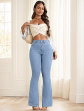 Damen-Jeanshose mit Knopfleiste und Brusttasche, schlichtes Design, lässig, lang