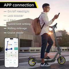 W4MAX 10-Zoll-Elektroroller mit App-Funktion, Handyhalterung und Diebstahlschutz, faltbarer E-Scooter, maximale Traglast 130 kg