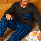 Pyjama-Set aus Eisseide mit langen Ärmeln und langer Hose für Herren