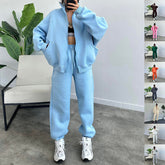 Sportanzug mit Taschen, Stehkragen, Reißverschluss-Cardigan und Kordelzughose, modisches Jogging-Set, Trainingsanzug, Damenbekleidung