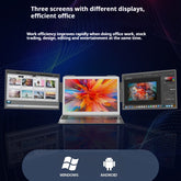 14-Zoll-Laptop mit Dual-Screen-Monitor und wandmontiertem externem Erweiterungsbildschirm