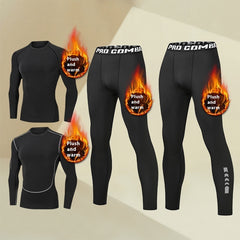 Herren Winter-Tights, fleecegefüttert, schnelltrocknend, wärmend, Sportunterwäsche, hochelastisch, Trainings- und Laufoutfit