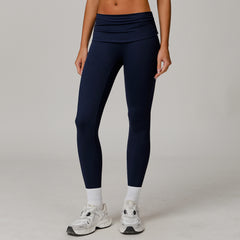 Hochtaillierte Yogahose für Damen mit faltbarem Bund – eine bequeme Sporthose, die Bauch und Hüfte formt und hebt.