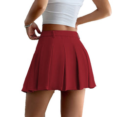 Y2g Hot Girl Style Hüftgürtel, einfarbiger Faltenrock für Damen