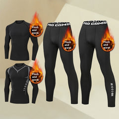 Herren Winter-Tights, fleecegefüttert, schnelltrocknend, wärmend, Sportunterwäsche, hochelastisch, Trainings- und Laufoutfit