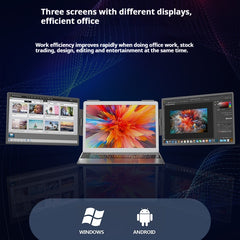 14-Zoll-Laptop mit Dual-Screen-Monitor und wandmontiertem externem Erweiterungsbildschirm